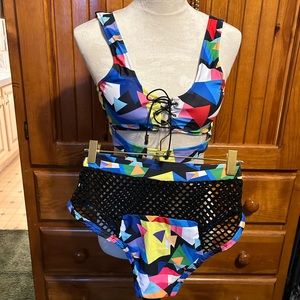 Geometric Colorful Print two-piece, bathing suit